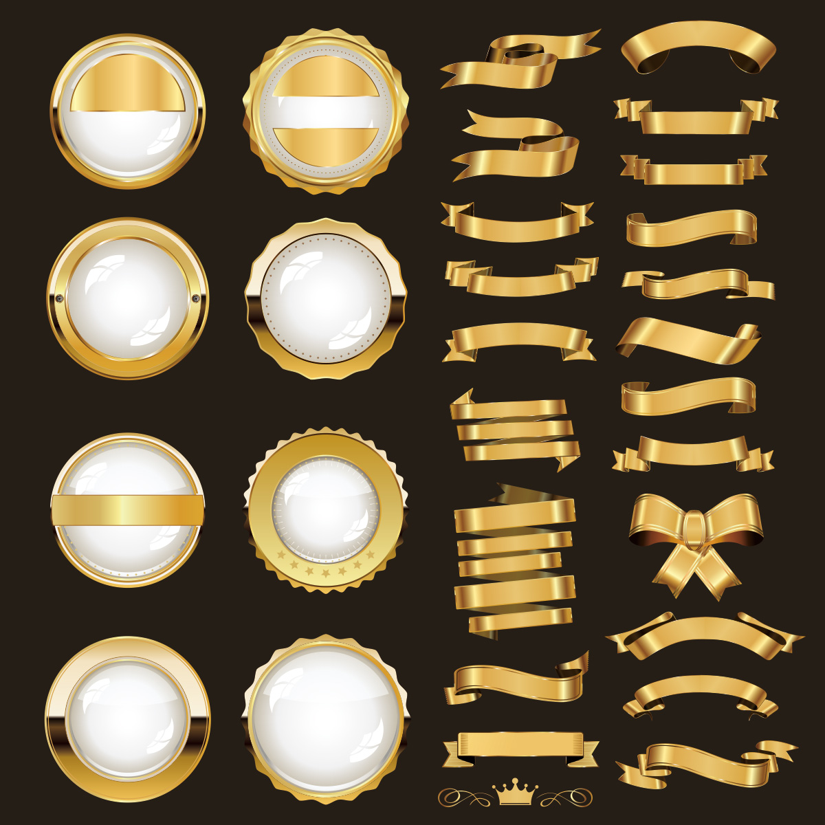 金色徽章和丝带CDR矢量素材插图