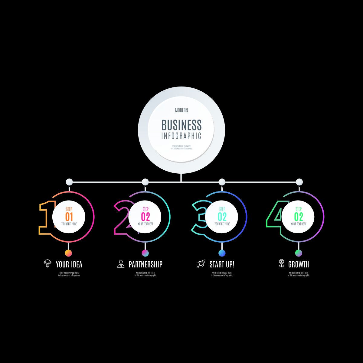 彩色数字业务图表CDR矢量素材插图