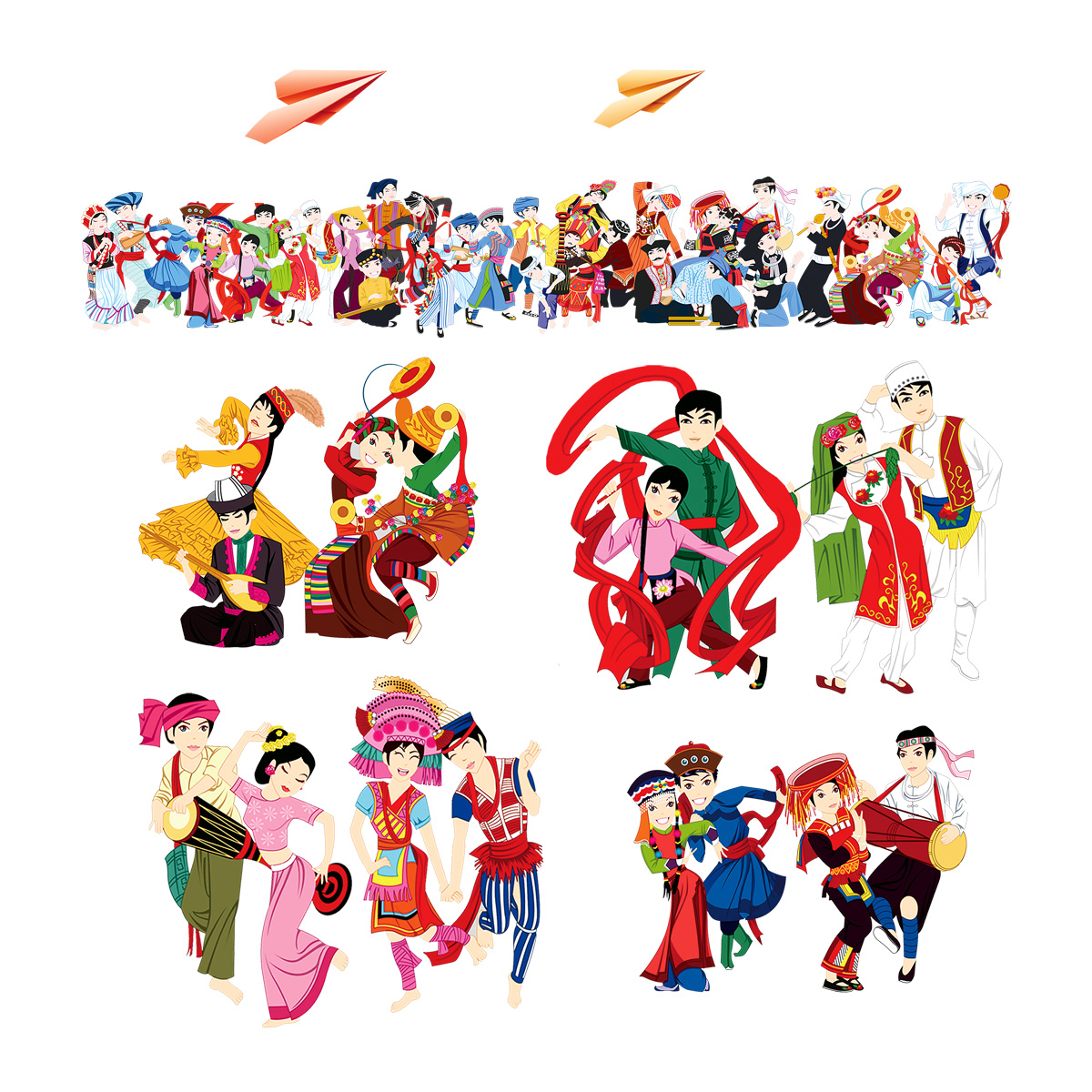 民族团结人物免扣素材插图