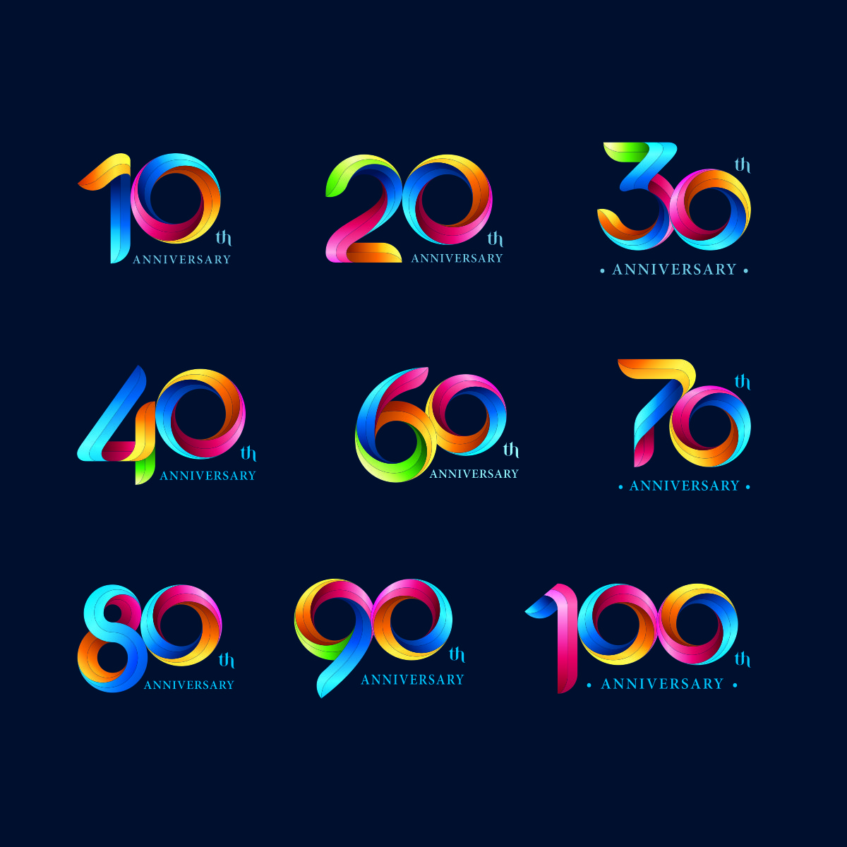 周年庆纪念日彩色数字CDR素材插图