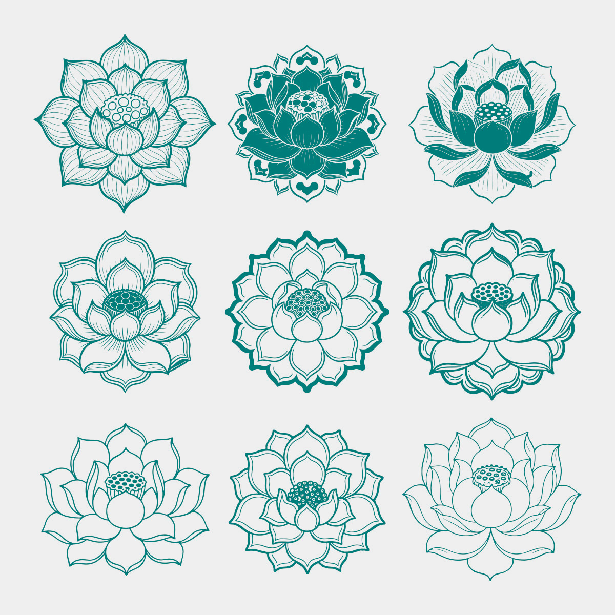 荷花纹图案CDR素材插图