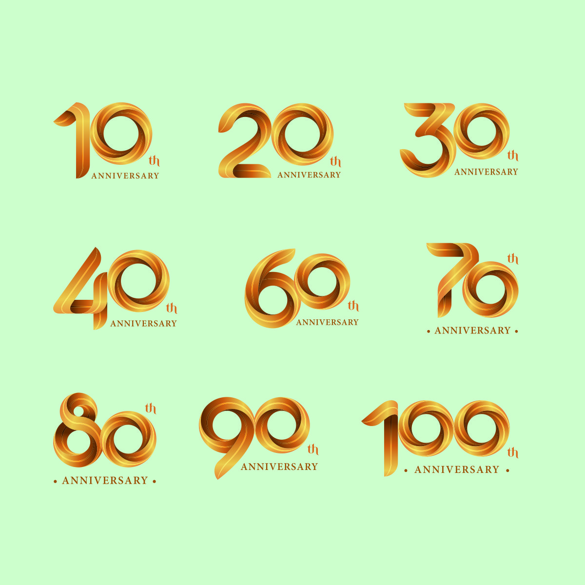 周年庆纪念日金色数字CDR素材插图