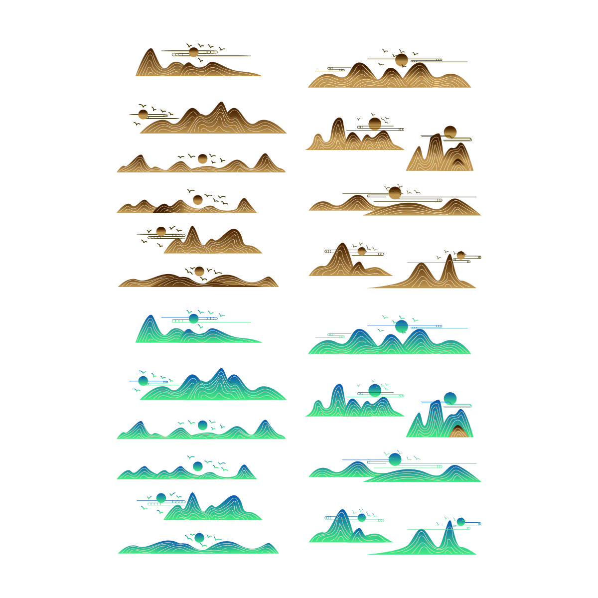 矢量线条山插图