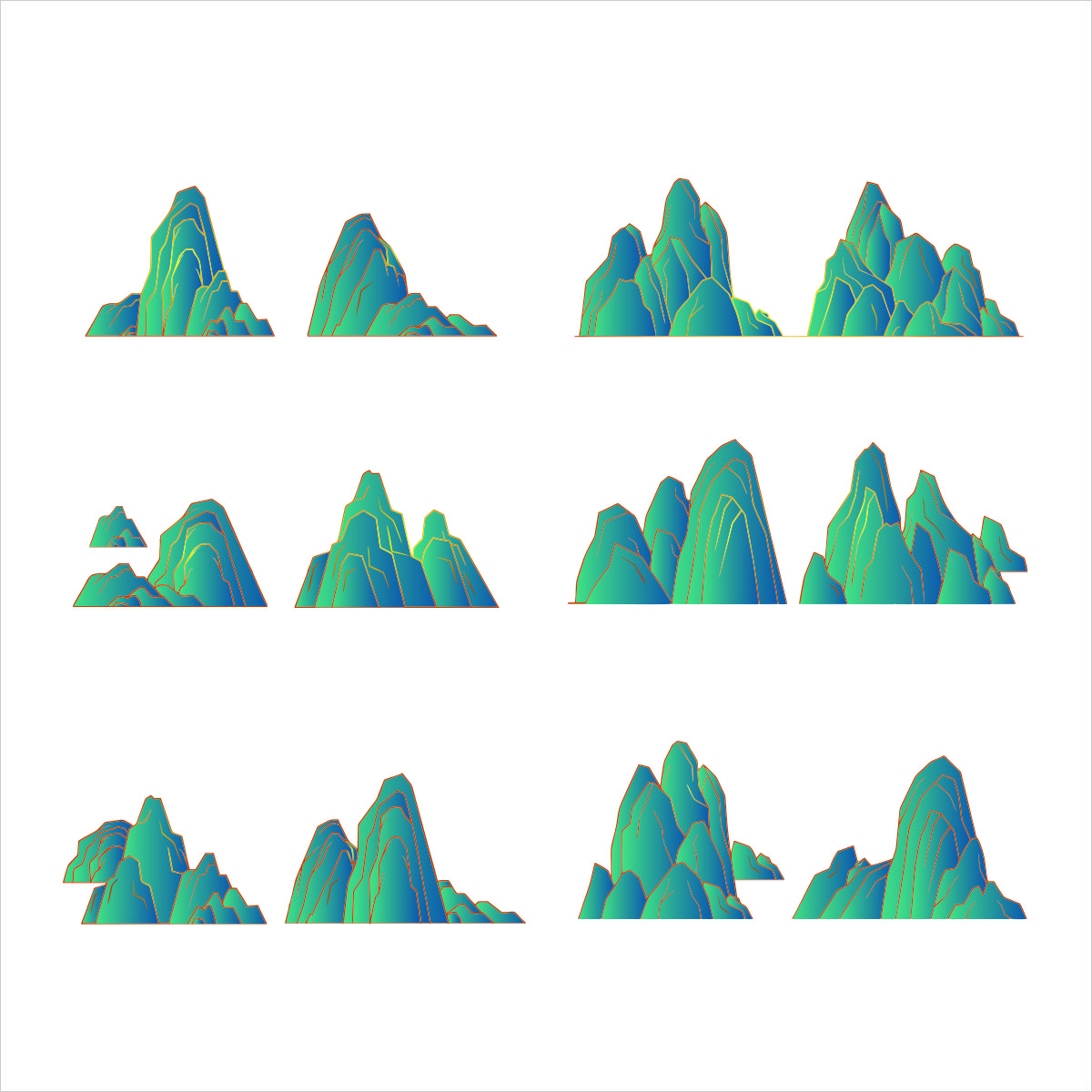 矢量轮廓山插图