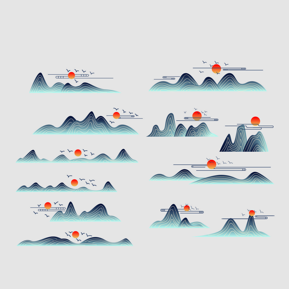 线条山CDR素材插图