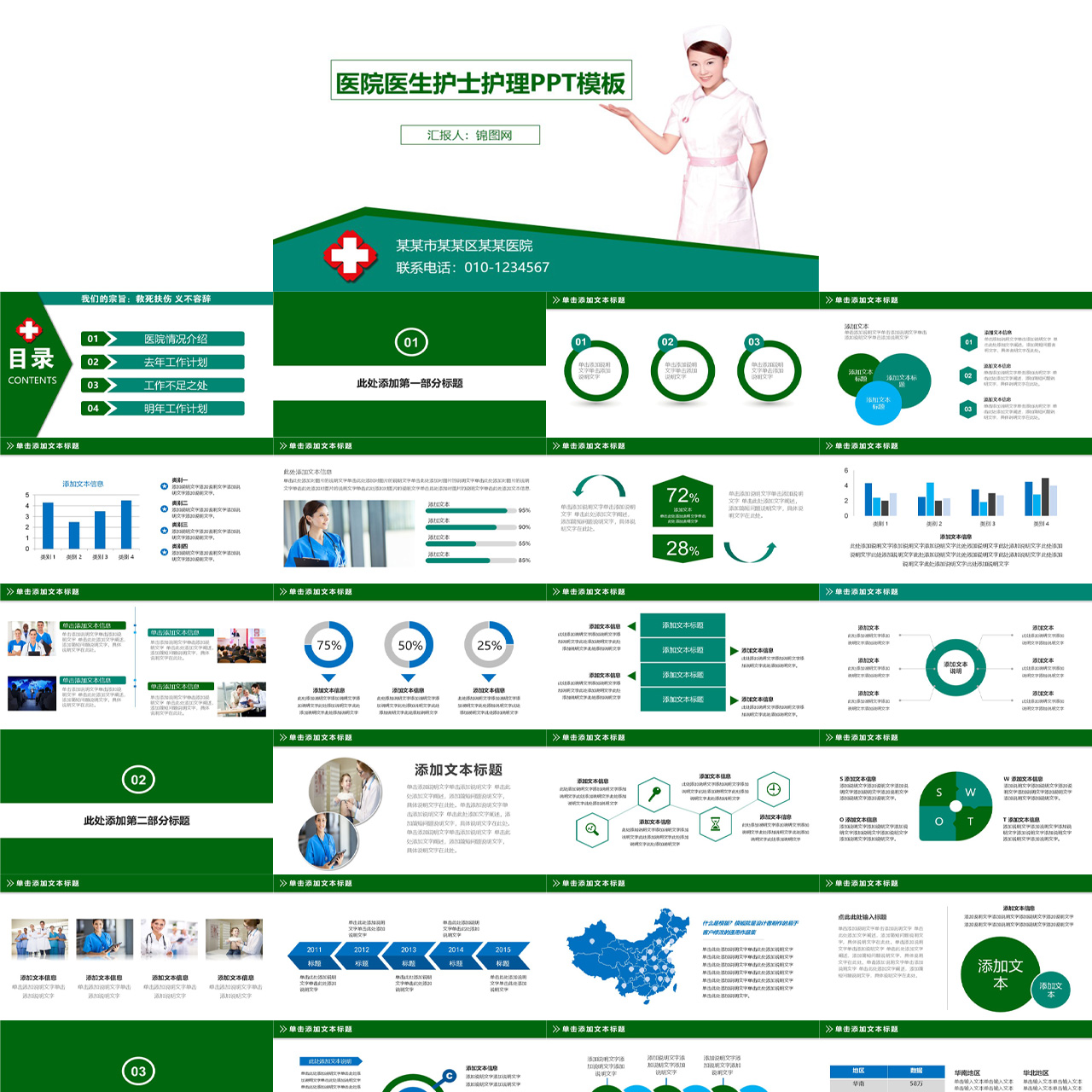 医院医生护士护理PPT模板插图