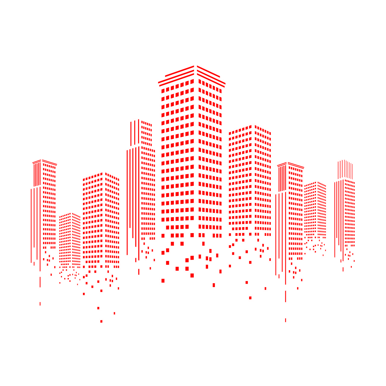 数码城市像素建筑插图