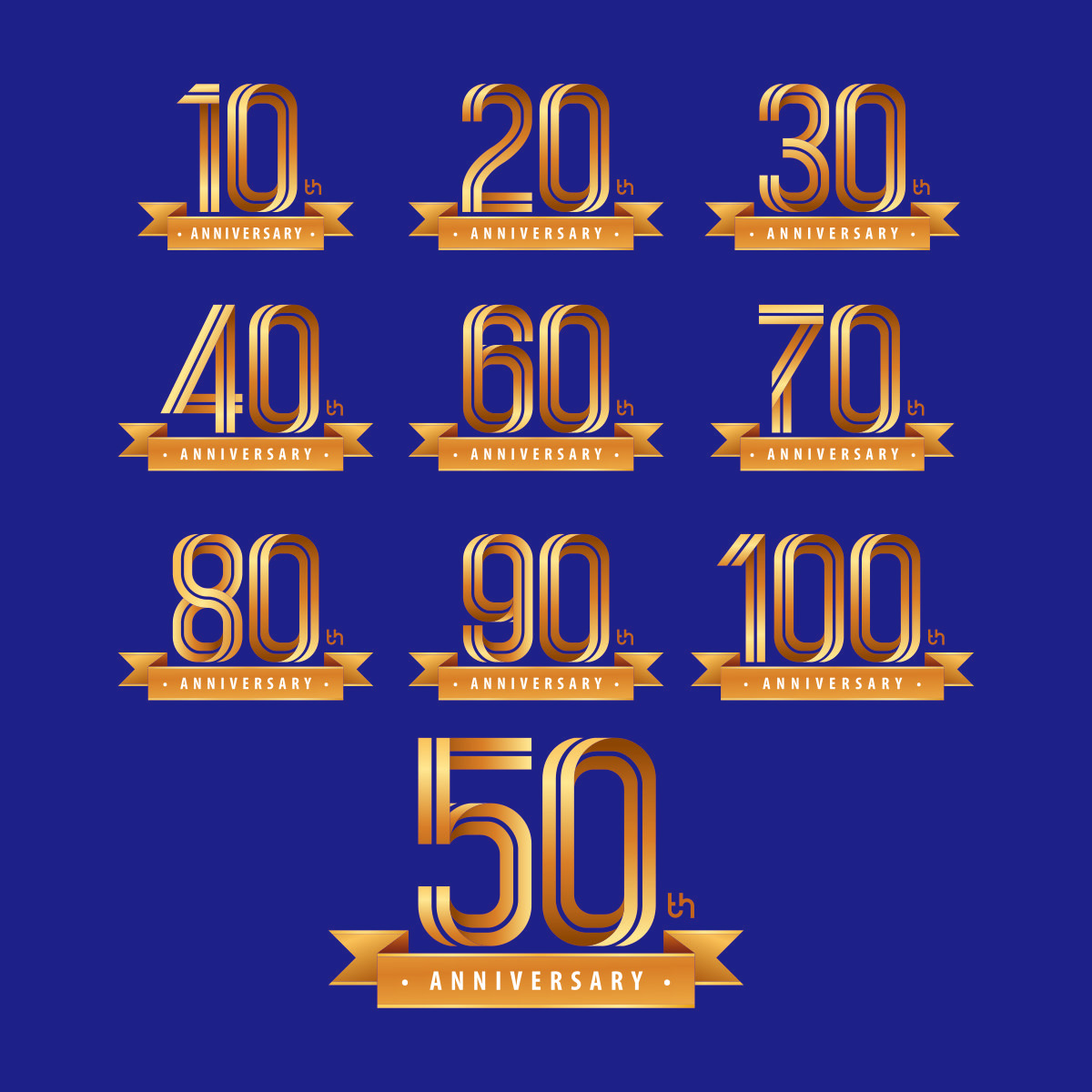 周年庆纪念日数字元素标识CDR矢量素材插图