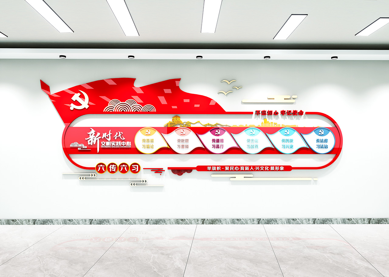 新时代文明实践中心六传六习文化墙插图1