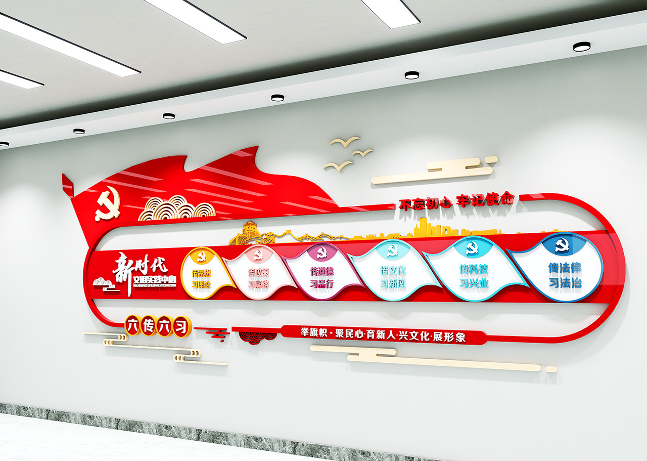 新时代文明实践中心六传六习文化墙插图2