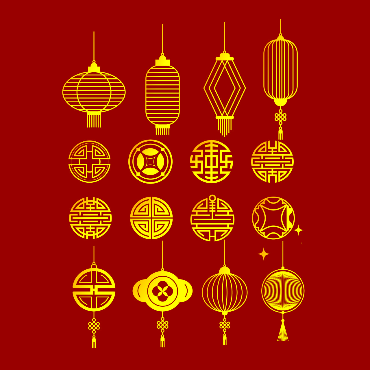 古典灯笼矢量素材插图