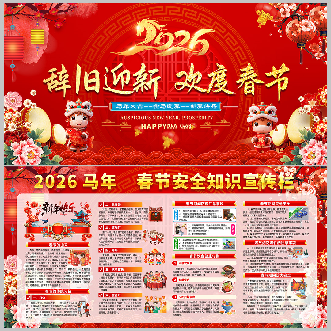2026马年春节安全知识宣传展板插图