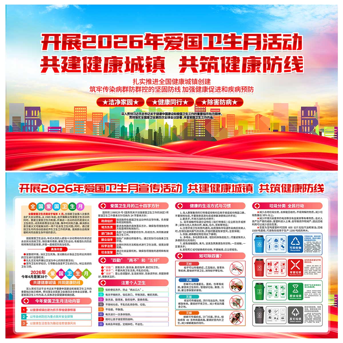 爱国卫生月主题展板插图