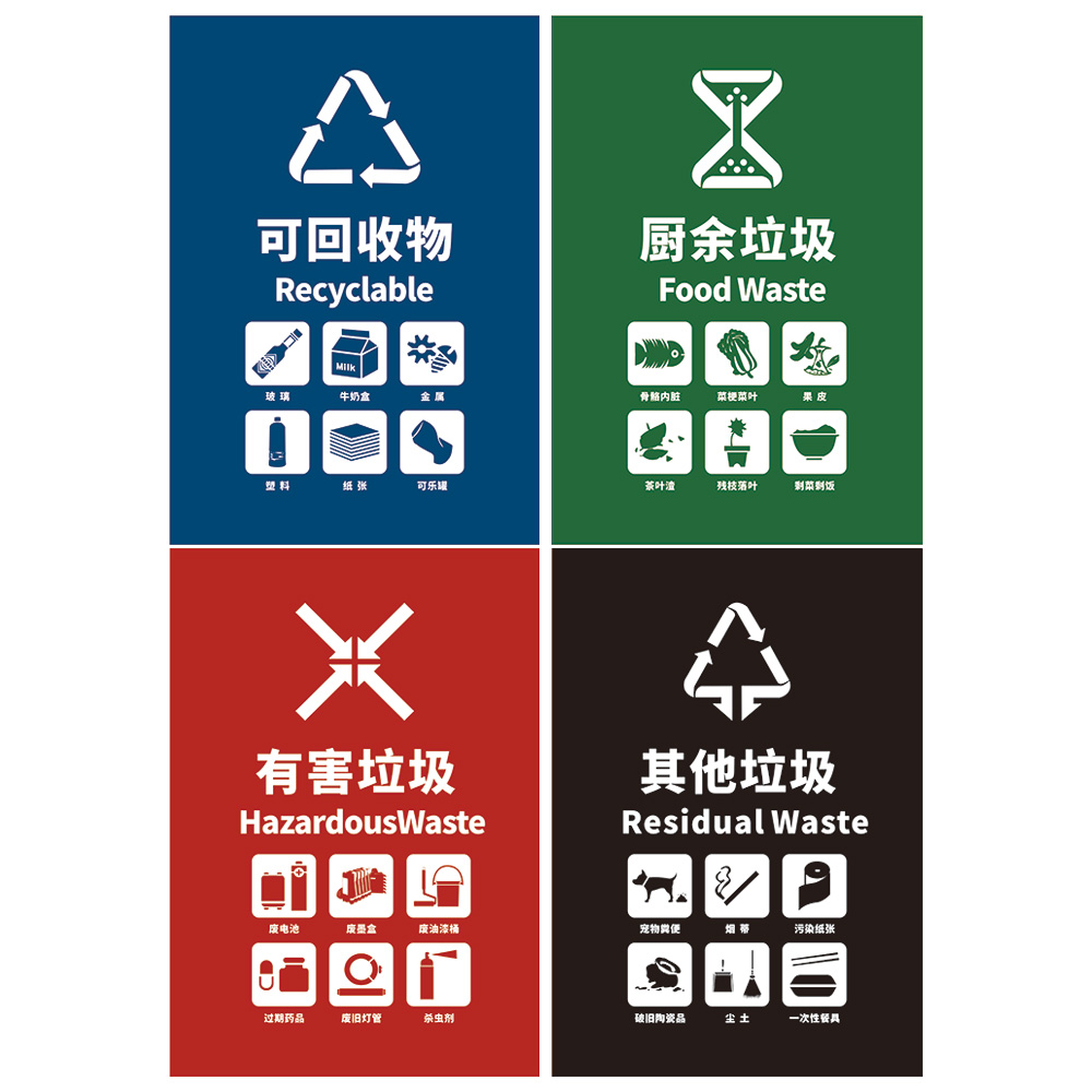 最新国标垃圾分类标识图标高清正版设计素材