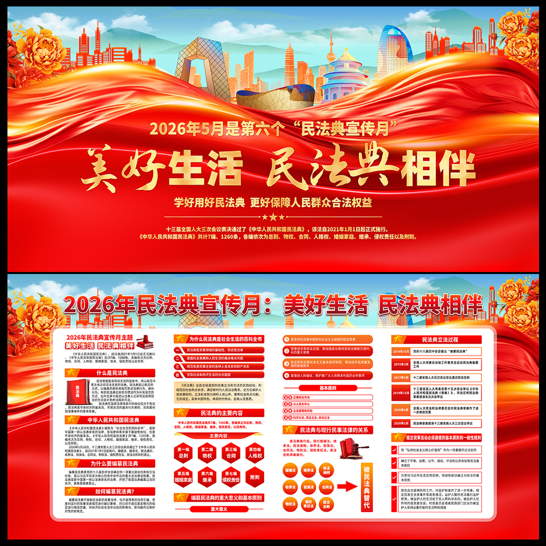 2026年民法典宣传月展板高清正版设计素材